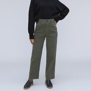 Everlane Organic Cotton Wide-Leg High Waist Pant in Kambaba (Green) Size 12